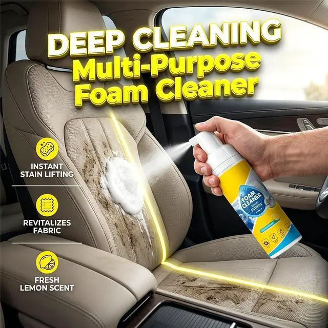 Alt view image 2 of 7 - 4-in-1 Multi-Enzyme Foam Cleaner, All-Purpose Deep Cleaning Spray, Foam Cleaner No Rinse Multipurpose for Car Interior, Kitchen Grease, Bathroom Tiles, Sofa Upholstery (1PC+1*Sponge+Towel)