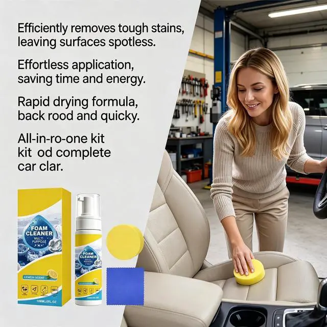 Alt view image 5 of 7 - 4-in-1 Multi-Enzyme Foam Cleaner, All-Purpose Deep Cleaning Spray, Foam Cleaner No Rinse Multipurpose for Car Interior, Kitchen Grease, Bathroom Tiles, Sofa Upholstery (1PC+1*Sponge+Towel)