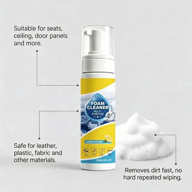 Alt view image 7 of 7 - 4-in-1 Multi-Enzyme Foam Cleaner, All-Purpose Deep Cleaning Spray, Foam Cleaner No Rinse Multipurpose for Car Interior, Kitchen Grease, Bathroom Tiles, Sofa Upholstery (1PC+1*Sponge+Towel)