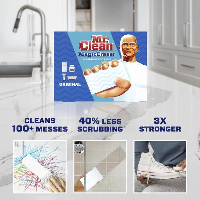 Alt view image 2 of 7 - Magic Eraser Original Cleaning Pads, Multi Purpose Cleaner, Bathroom Cleaning Supplies, All Purpose Cleaner, White, 6 Count