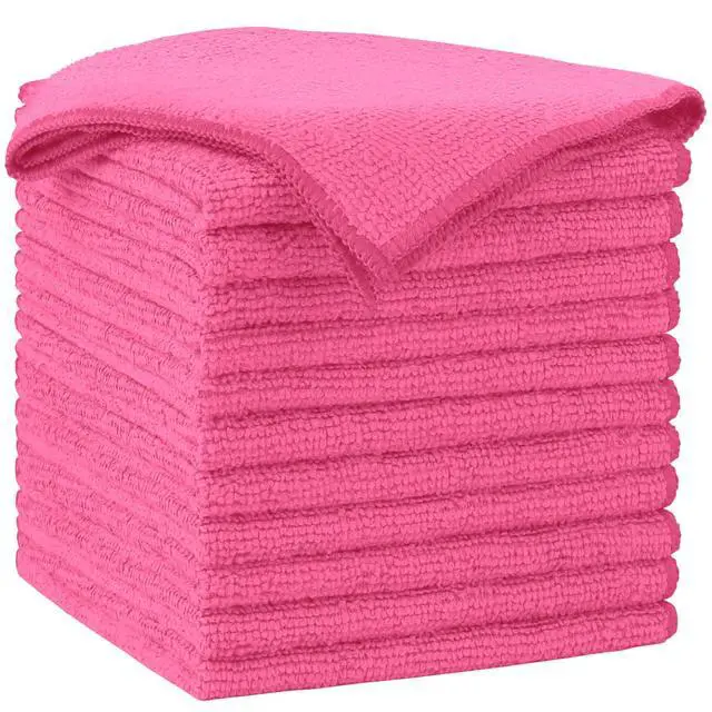 Main image of Pink Microfiber Cleaning Cloth-12PK, Absorbent Cleaning Rags 12"x12" | Microfiber Towels for Cars Lint Free, Shop Towels, Kitchen Towels Pink Stuff Microfiber Towels, Cleaning Towels for Garage