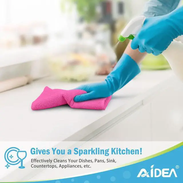 Alt view image 5 of 7 - Pink Microfiber Cleaning Cloth-12PK, Absorbent Cleaning Rags 12"x12" | Microfiber Towels for Cars Lint Free, Shop Towels, Kitchen Towels Pink Stuff Microfiber Towels, Cleaning Towels for Garage