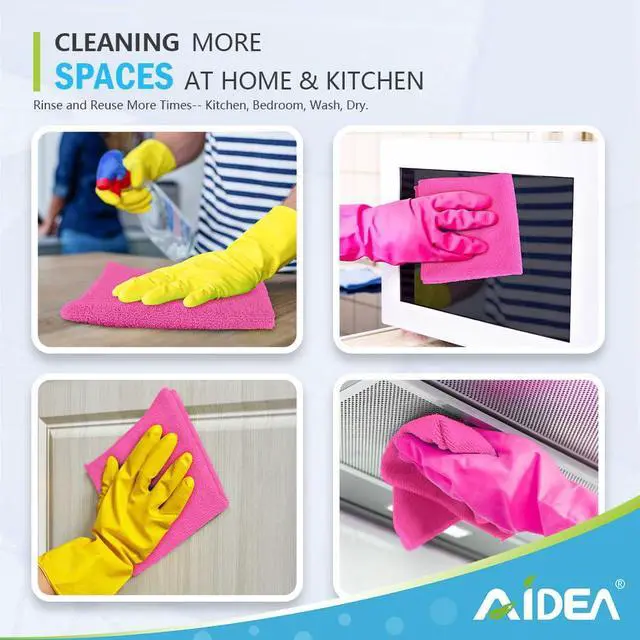 Alt view image 6 of 7 - Pink Microfiber Cleaning Cloth-12PK, Absorbent Cleaning Rags 12"x12" | Microfiber Towels for Cars Lint Free, Shop Towels, Kitchen Towels Pink Stuff Microfiber Towels, Cleaning Towels for Garage