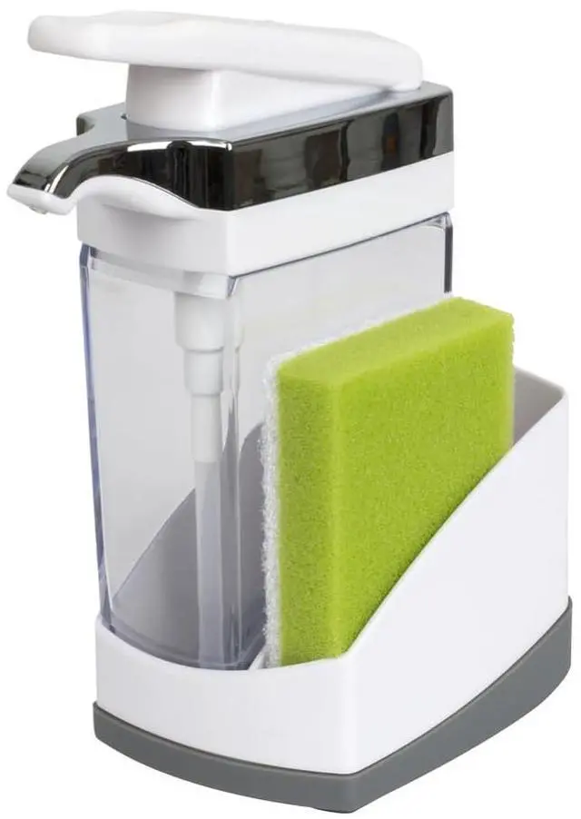 Main image of Sink Sider Solo Soap Pump and Sponge Caddy for Kitchen Sinks, Kitchen Sink Organizer Sponge Caddy and Soap Pump Combo, White