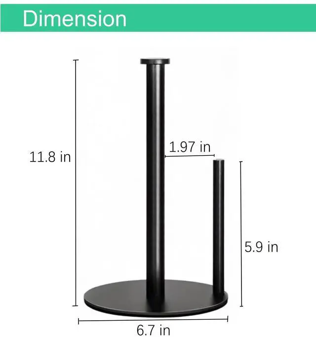 Alt view image 2 of 7 - Premium Paper Towel Holder Countertop, for Kitchen, Bathroom, RV, Outdoor, Living Room,Dining Table or BBQ, Weighted Stainless Steel for Standard and Large