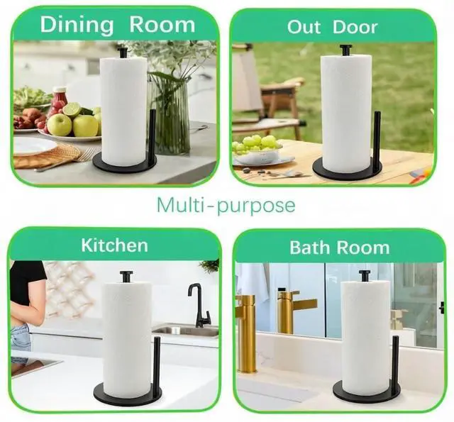Alt view image 7 of 7 - Premium Paper Towel Holder Countertop, for Kitchen, Bathroom, RV, Outdoor, Living Room,Dining Table or BBQ, Weighted Stainless Steel for Standard and Large