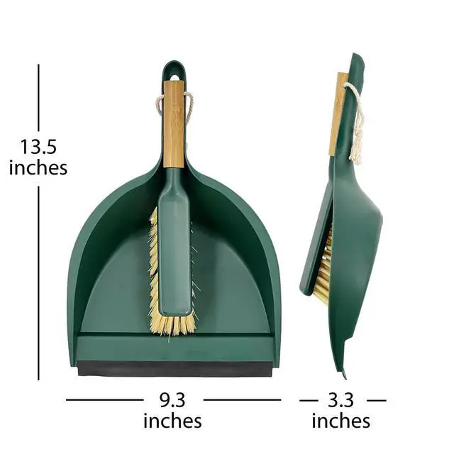 Alt view image 2 of 7 - Scrub Brush Cleaning Tool Set - Heavy Duty Brushes with Bamboo Handles, Dustpan, Shower Squeegee - Dishwashing, Kitchen, and Bathroom Cleaning Supplies, 6 Pieces
