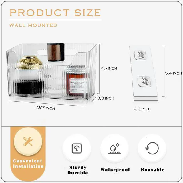 Alt view image 2 of 7 - 2 Pack Cabinet Door Organizer, Adhesive Wall Mounted Organizer Bins, Clear Storage Caddy, Stackable Basket for Kitchen Cabinets, Bathroom, Pantry, Office, and Tabletop Organization