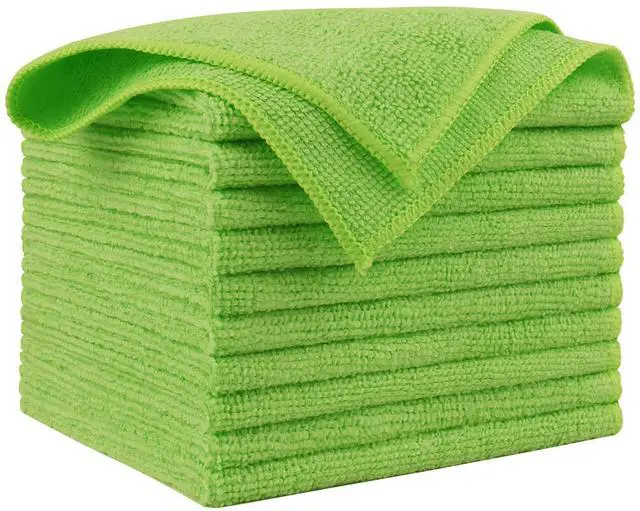 Main image of Microfiber Cleaning Cloth, 10PK, Microfiber Towels for Cars, 12"×12" | Premium Car Cloths, Dusting Cloth Cleaning Rags, Cleanng Towels for SUVs, House, Kitchen, Window, Cleaning Supplies, Green