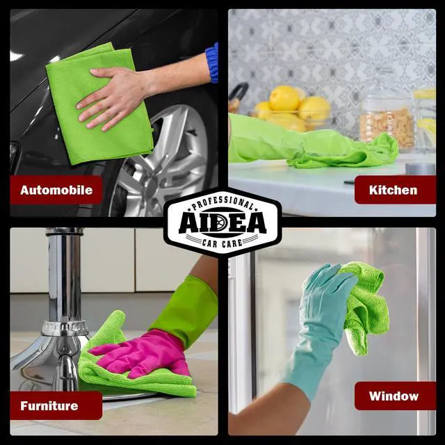Alt view image 5 of 7 - Microfiber Cleaning Cloth, 10PK, Microfiber Towels for Cars, 12"×12" | Premium Car Cloths, Dusting Cloth Cleaning Rags, Cleanng Towels for SUVs, House, Kitchen, Window, Cleaning Supplies, Green