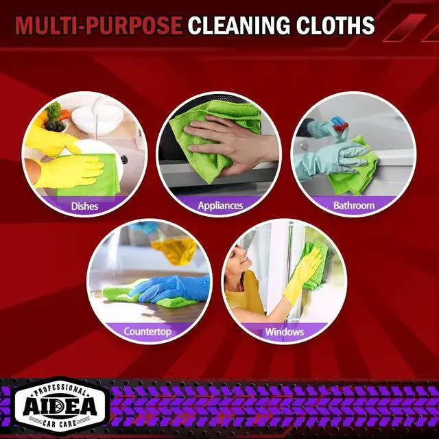 Alt view image 7 of 7 - Microfiber Cleaning Cloth, 10PK, Microfiber Towels for Cars, 12"×12" | Premium Car Cloths, Dusting Cloth Cleaning Rags, Cleanng Towels for SUVs, House, Kitchen, Window, Cleaning Supplies, Green