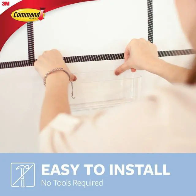 Alt view image 4 of 7 - Large Caddy, Holds up to 4 lb, 8.6" x 3.1" x 3", 1 Caddy with 4 Strips, Damage-Free Organization Wall Mount to Cabinet, Kitchen, Pantry, Closet, or Under Sink