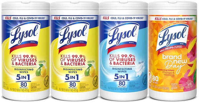 Main image of Disinfecting Wipes, Cleaner, Lemon + Mango + Linen, 80 ct. (4 Pack) | All Purpose Cleaner, Sanitizing, Deodorizing, Apartment Essentials, Back To School Cleaning Supplies, Kitchen & Bathroom Wipe