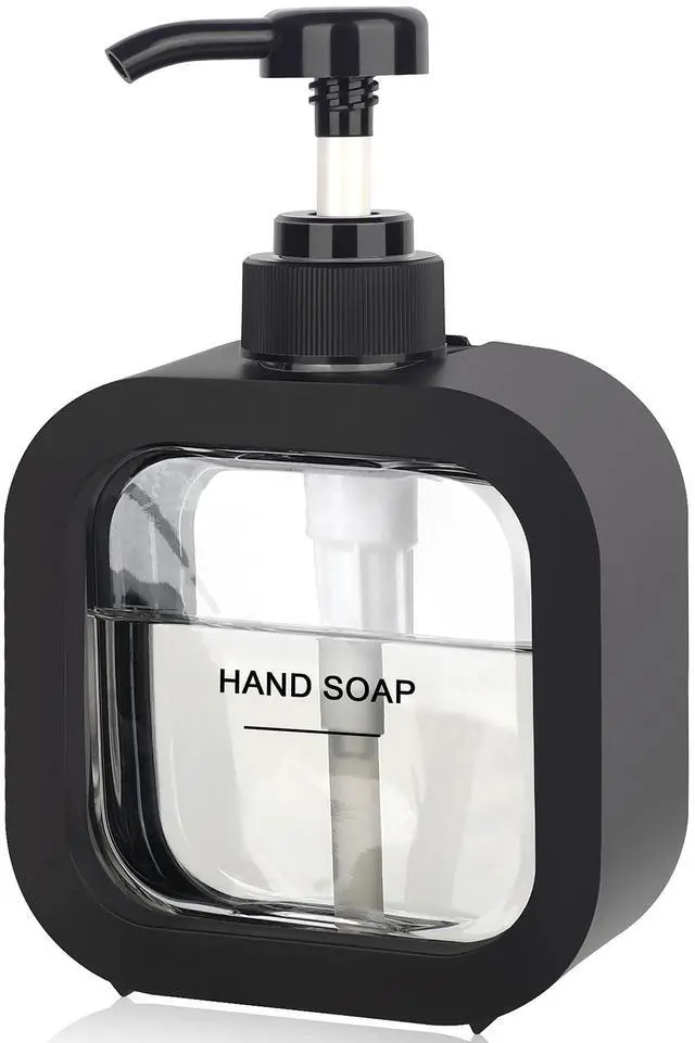 Main image of Hand & Dish Soap Dispenser - Modern Plastic Pump with Labels - Black