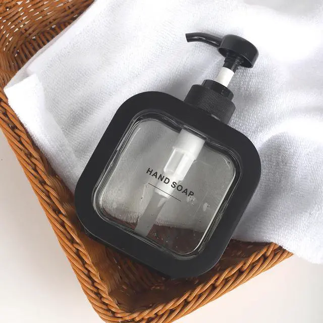 Alt view image 3 of 7 - Hand & Dish Soap Dispenser - Modern Plastic Pump with Labels - Black