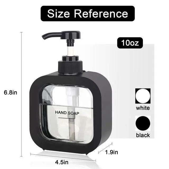 Alt view image 6 of 7 - Hand & Dish Soap Dispenser - Modern Plastic Pump with Labels - Black
