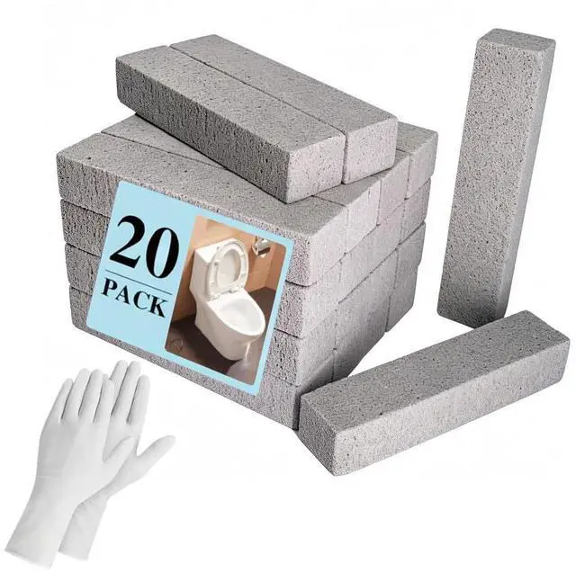 Main image of 20 Packs Natural Pumice Stone Toilet Bowl Cleaner with 1 Pair Gloves | For Toilet Bathroom Kitchen Cleaning