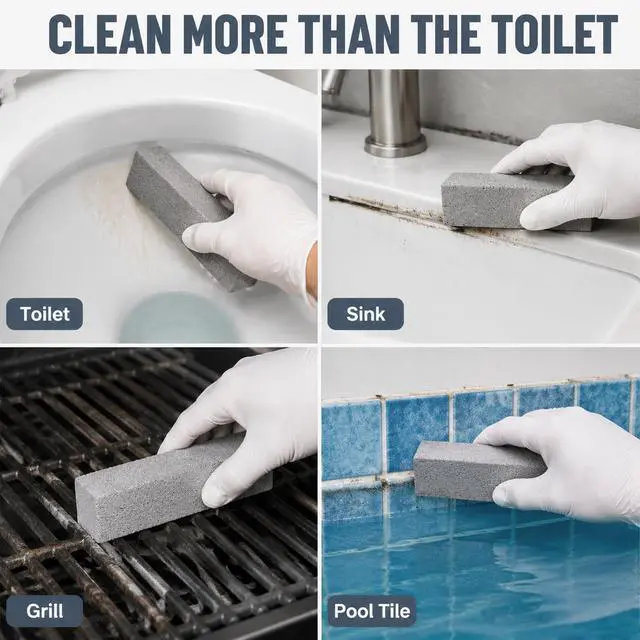 Alt view image 6 of 6 - 20 Packs Natural Pumice Stone Toilet Bowl Cleaner with 1 Pair Gloves | For Toilet Bathroom Kitchen Cleaning