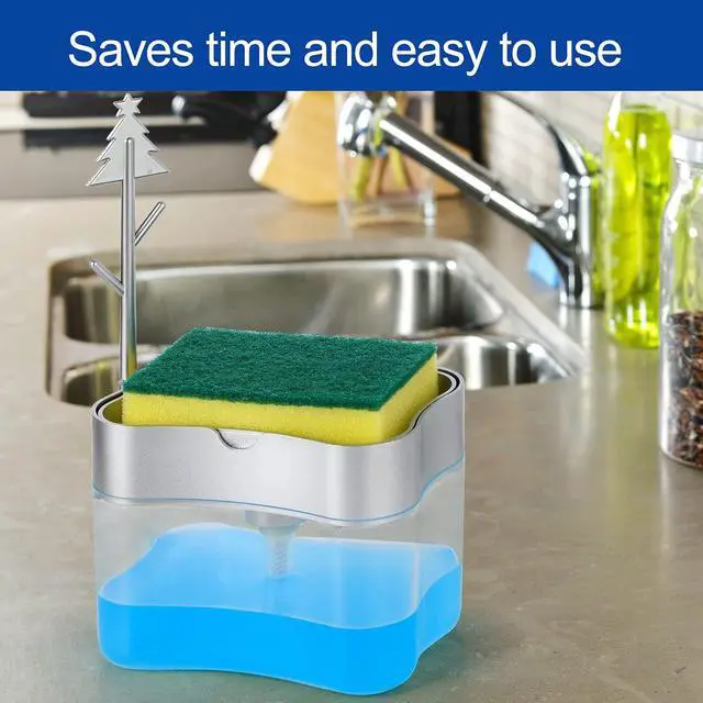 Alt view image 6 of 7 - New 2026 Version Soap Dispenser with Added Features - Premium Quality Dish Soap Dispenser - Countertop Kitchen Soap Dispenser, Sink Dish Washing 13 Ounces (Sponge Included)