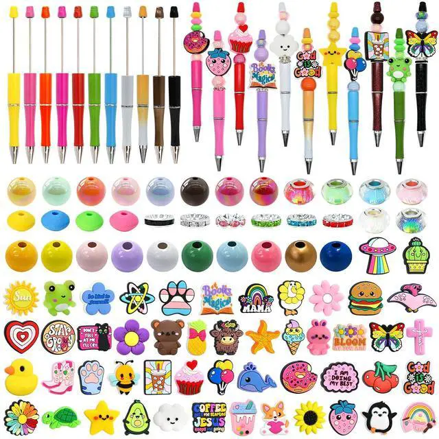 Main image of Random Different Beaded Pen Kit,120PCS Cute Colorful Pen Kits with Beadable Pens Beads and Silicone Focals,Bead Pens Making Kit for DIY Lover Gifts/Party Favor/Student Incentives
