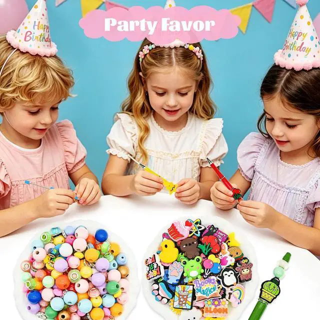 Alt view image 5 of 7 - Random Different Beaded Pen Kit,120PCS Cute Colorful Pen Kits with Beadable Pens Beads and Silicone Focals,Bead Pens Making Kit for DIY Lover Gifts/Party Favor/Student Incentives