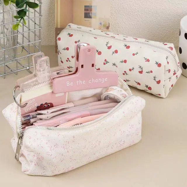 Alt view image 4 of 7 - Cute Pencil Case Aesthetic Student Pencil Pouch Coin Pen Pouch Cosmetic Bag Office Stationery Organizer For Kids Teen School (Z-Rose)