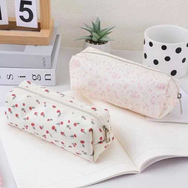 Alt view image 6 of 7 - Cute Pencil Case Aesthetic Student Pencil Pouch Coin Pen Pouch Cosmetic Bag Office Stationery Organizer For Kids Teen School (Z-Rose)