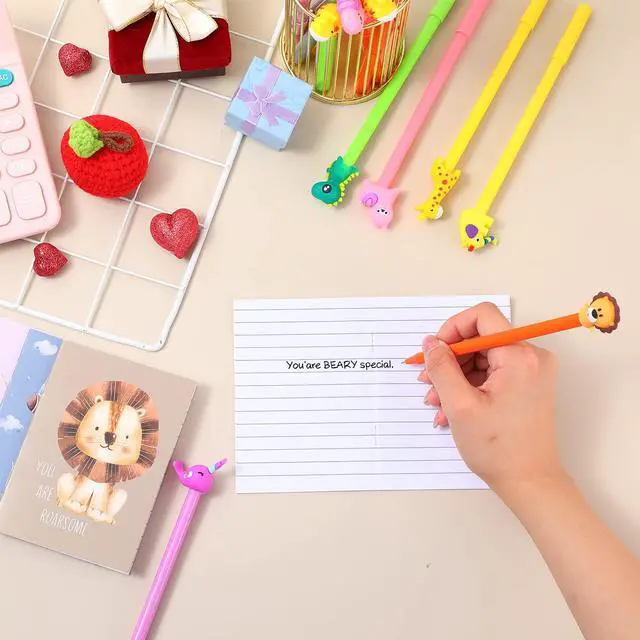 Alt view image 4 of 7 - 64 Pcs 64 Pcs First Day of School Students Gifts 32 Inspirational Pocket Mini Notebook Bulk with Pen 32 Cartoon Animal Pens Mini Notepads Back to School for Kids Classroom Prizes Party Gift