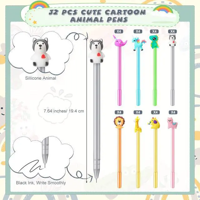Alt view image 3 of 7 - 64 Pcs 64 Pcs First Day of School Students Gifts 32 Inspirational Pocket Mini Notebook Bulk with Pen 32 Cartoon Animal Pens Mini Notepads Back to School for Kids Classroom Prizes Party Gift