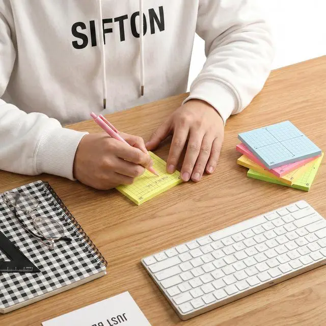 Alt view image 5 of 7 - Graph Sticky Notes, 3x3 Inch, 6 Pads, 50 Sheets/Pad, 300 Sheets | 6 Grid Designs, Bright Colors, Square Graph Paper Notes, Grid Sticky Note Pads for Math, Study, Journals, Planners
