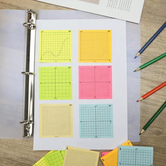 Alt view image 6 of 7 - Graph Sticky Notes, 3x3 Inch, 6 Pads, 50 Sheets/Pad, 300 Sheets | 6 Grid Designs, Bright Colors, Square Graph Paper Notes, Grid Sticky Note Pads for Math, Study, Journals, Planners