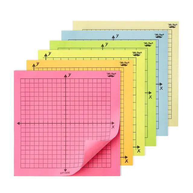 Alt view image 7 of 7 - Graph Sticky Notes, 3x3 Inch, 6 Pads, 50 Sheets/Pad, 300 Sheets | 6 Grid Designs, Bright Colors, Square Graph Paper Notes, Grid Sticky Note Pads for Math, Study, Journals, Planners