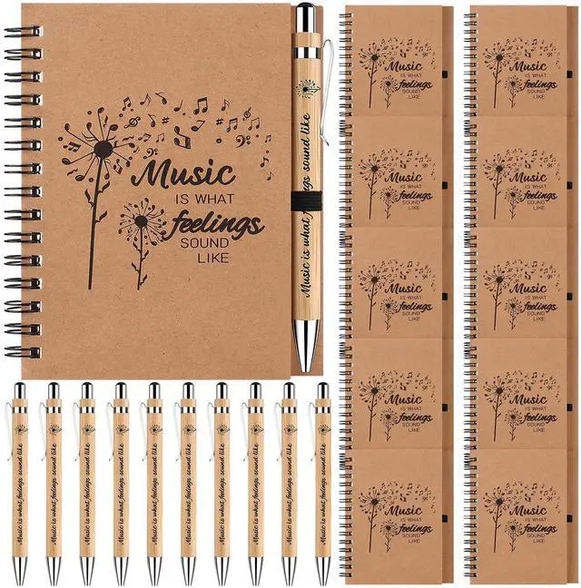 Main image of 10 Sets Bulk Music Themed Gifts Including Music Notebooks with Bamboo Pen Inspirational Music Gifts Perfect Appreciation Gifts for Students Friends Colleagues and Family