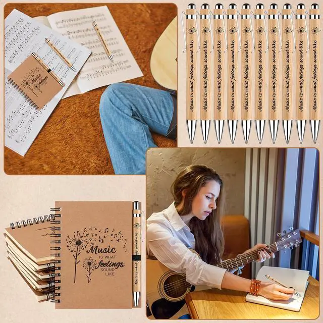 Alt view image 5 of 7 - 10 Sets Bulk Music Themed Gifts Including Music Notebooks with Bamboo Pen Inspirational Music Gifts Perfect Appreciation Gifts for Students Friends Colleagues and Family