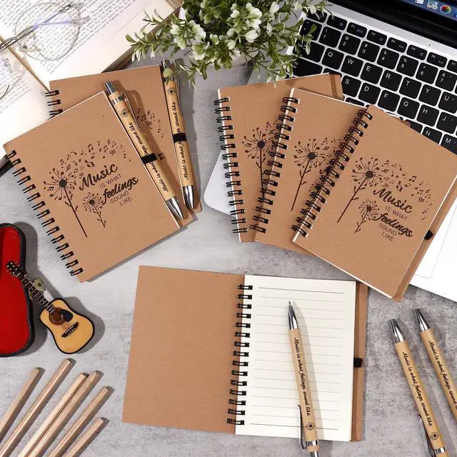 Alt view image 7 of 7 - 10 Sets Bulk Music Themed Gifts Including Music Notebooks with Bamboo Pen Inspirational Music Gifts Perfect Appreciation Gifts for Students Friends Colleagues and Family