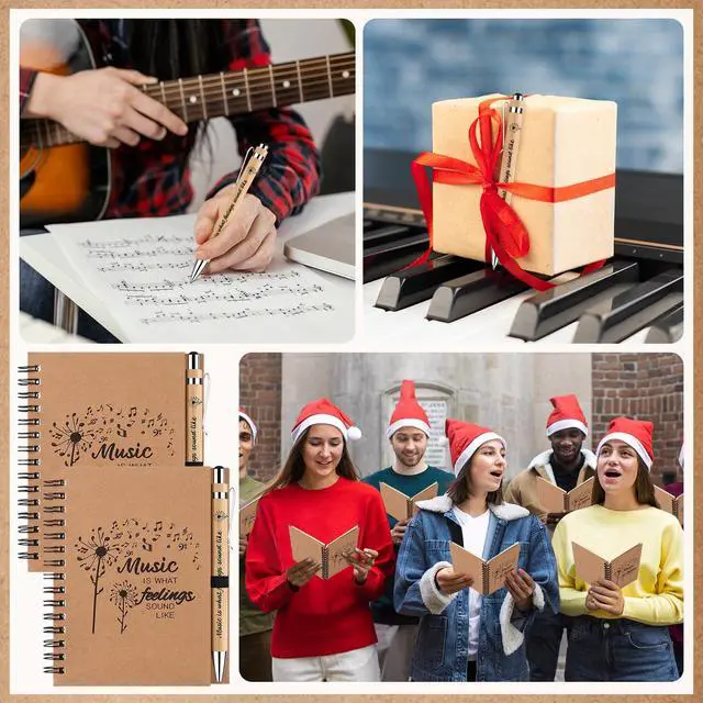 Alt view image 6 of 7 - 10 Sets Bulk Music Themed Gifts Including Music Notebooks with Bamboo Pen Inspirational Music Gifts Perfect Appreciation Gifts for Students Friends Colleagues and Family
