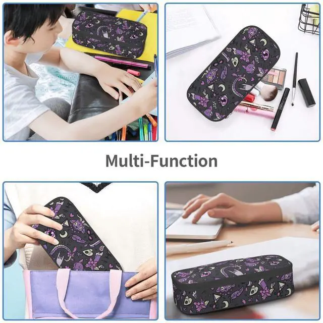 Alt view image 7 of 7 - Magic Goth Gothic Skull Spooky Gray Purple Pencil Case Big Capacity Storage Pencil Pouch Stationery Bags With Zipper Portable Pen Holder Box Organizer For Boys Student College School Office Supplies