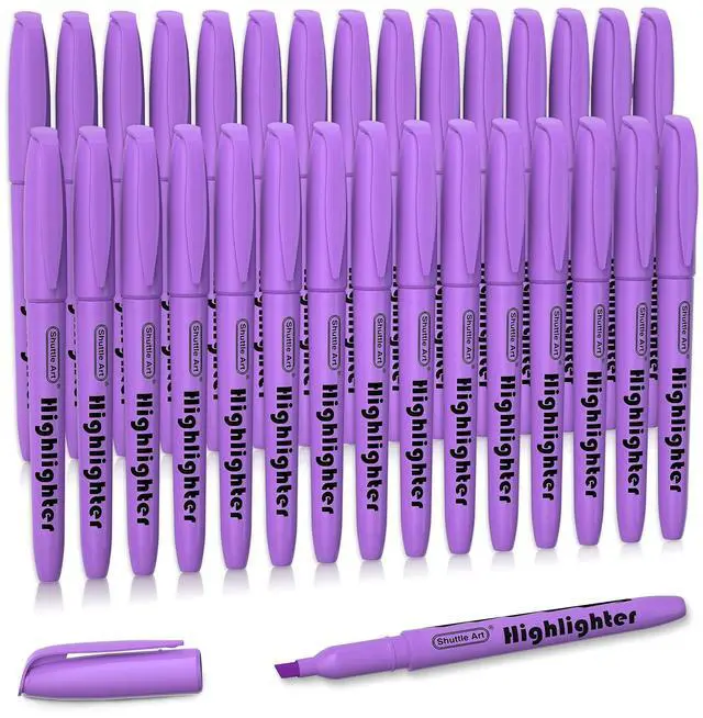 Main image of Highlighters, 30 Pack Purple Highlighter Pen Bright Colors, Chisel Tip Dry-Quickly Non-Toxic Highlighter Markers for Adults Teachers Students Highlighting in Home School Office