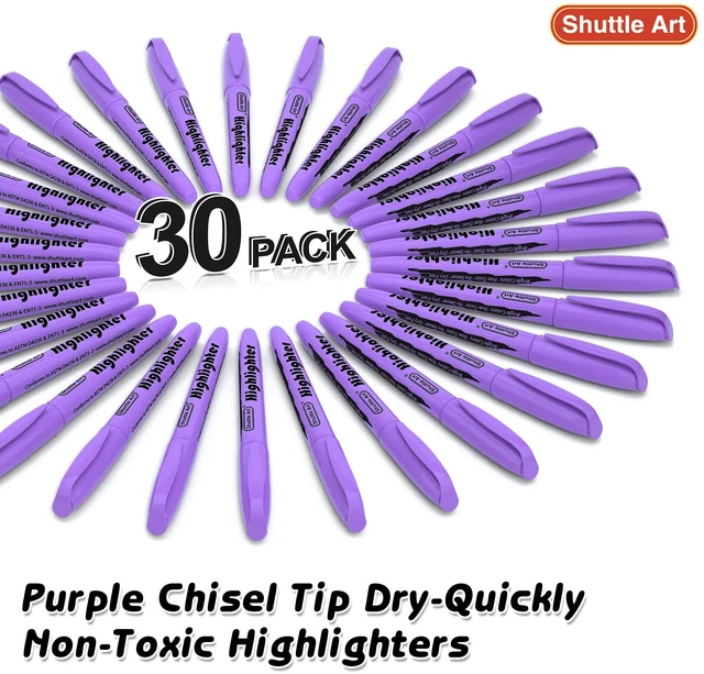 Alt view image 2 of 7 - Highlighters, 30 Pack Purple Highlighter Pen Bright Colors, Chisel Tip Dry-Quickly Non-Toxic Highlighter Markers for Adults Teachers Students Highlighting in Home School Office