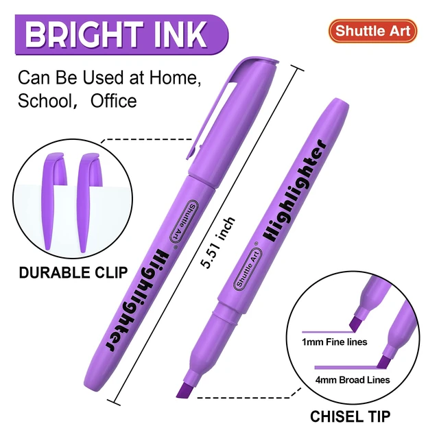 Alt view image 3 of 7 - Highlighters, 30 Pack Purple Highlighter Pen Bright Colors, Chisel Tip Dry-Quickly Non-Toxic Highlighter Markers for Adults Teachers Students Highlighting in Home School Office