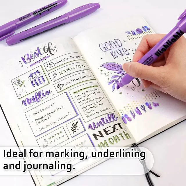 Alt view image 5 of 7 - Highlighters, 30 Pack Purple Highlighter Pen Bright Colors, Chisel Tip Dry-Quickly Non-Toxic Highlighter Markers for Adults Teachers Students Highlighting in Home School Office