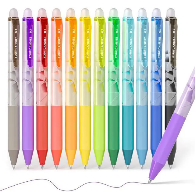Main image of Retractable Erasable Gel Pen, Fine Point, 0.7mm, 12 Colors | Make Mistakes Disappear, Vibrant Assorted Color Erasable Pens for Writing, Planners & Crossword Puzzles