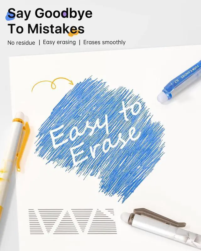 Alt view image 3 of 6 - Retractable Erasable Gel Pen, Fine Point, 0.7mm, 12 Colors | Make Mistakes Disappear, Vibrant Assorted Color Erasable Pens for Writing, Planners & Crossword Puzzles