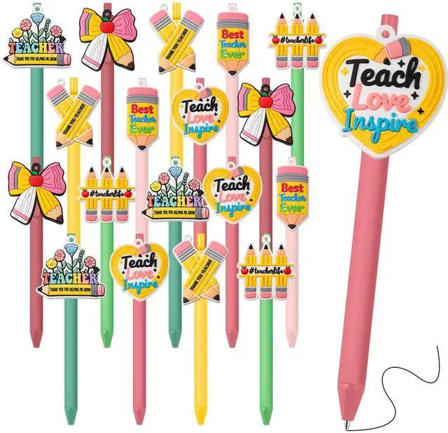 Main image of 18 Pcs Teach Appreciation Week Gift Teachers Pens Bulk Funny Cute Teacher Ballpoint Pens for Thank You Teach Party Favors Student School Office Supplies