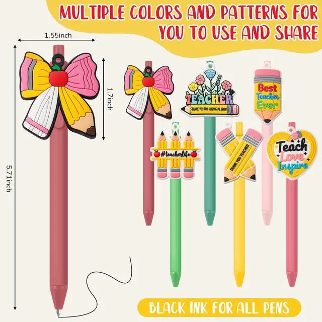 Alt view image 2 of 7 - 18 Pcs Teach Appreciation Week Gift Teachers Pens Bulk Funny Cute Teacher Ballpoint Pens for Thank You Teach Party Favors Student School Office Supplies