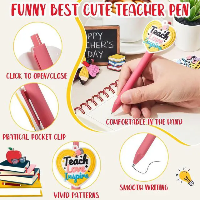 Alt view image 3 of 7 - 18 Pcs Teach Appreciation Week Gift Teachers Pens Bulk Funny Cute Teacher Ballpoint Pens for Thank You Teach Party Favors Student School Office Supplies