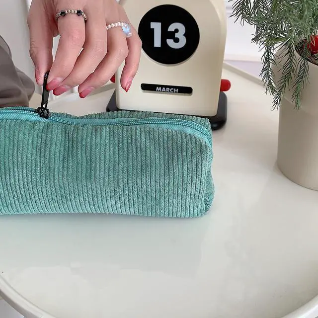 Alt view image 5 of 7 - Cute Pencil Case Aesthetic Student Pencil Pouch Coin Pen Pouch Cosmetic Bag Office Stationery Organizer For Kids Teen School (Green)