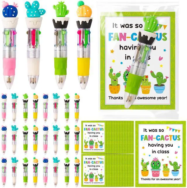Main image of Cactus Student Gifts - 84Pcs 4-in-1 Multicolor Ballpoint Pens with Motivational Greeting Cards, Fun School Gifts Bulk for Classroom Supplies & Party Favors (Awesome Year)