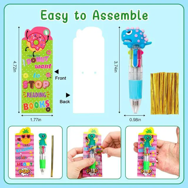Alt view image 5 of 7 - Classroom Gifts for Students 24 Pack, Mini Multicolor Pens Bookmarks Bulk | Cute Pens Bulk for Party Favors Goodie Bags Birthday, Classroom Birthday Gifts, Classroom Gifts Prizes Rewards