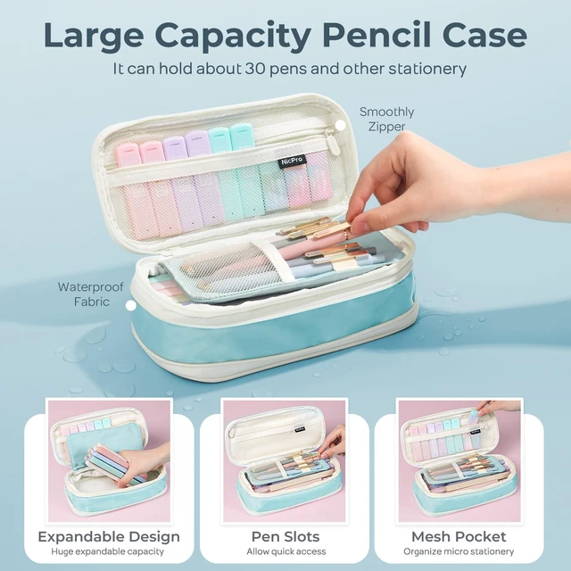 Alt view image 3 of 7 - School Supplies with Cute Pencil Case, 39 PCS Blue Back to School Stationery Set, Essentials for College Nursing Student, 12 Pastel Highlighter, 6 Mechanical Pencil, 5 Gel Pen